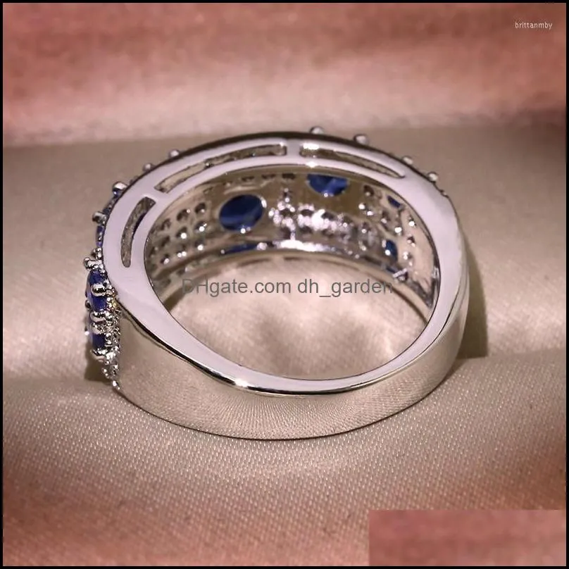 wedding rings 2022 est blue zircon ring for women gorgeous nano cz genuine jewelry