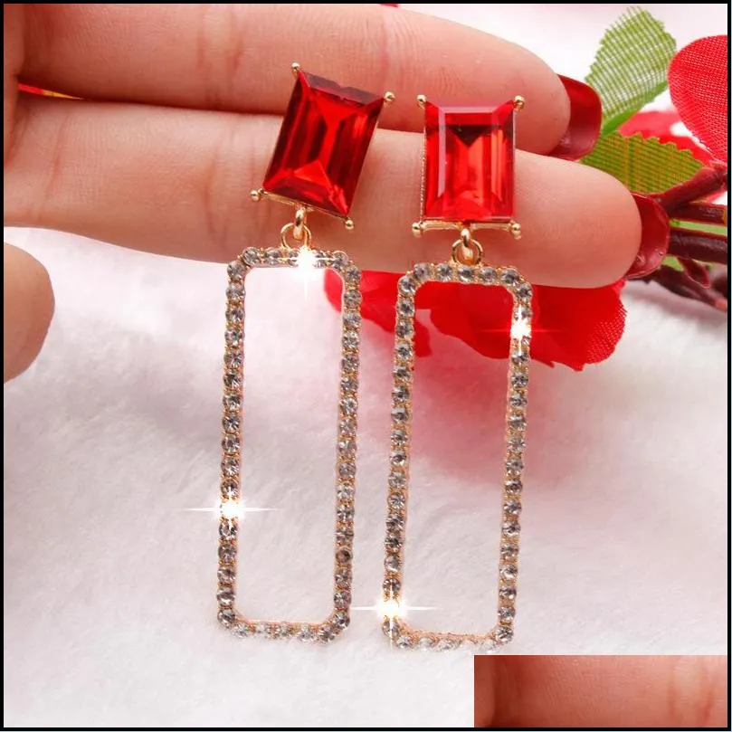 european and american fashion exaggerated hoop super bright crystal double heart long earrings temperament wild woman jewelry