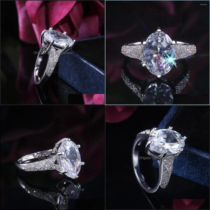 wedding rings luxury big oval cz stone for women full cubic zirconia engagement female fashion jewelry anelwedding brit22