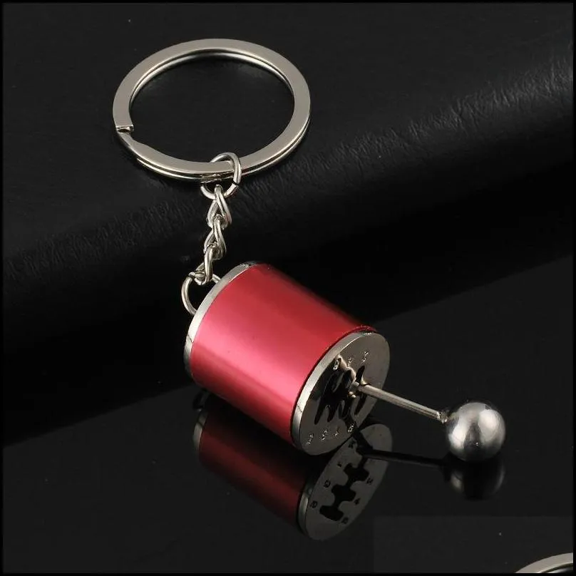 creative 6 speed gearbox gear head keychains manual transmission lever metal key ring car refitting alloy pendant keychain