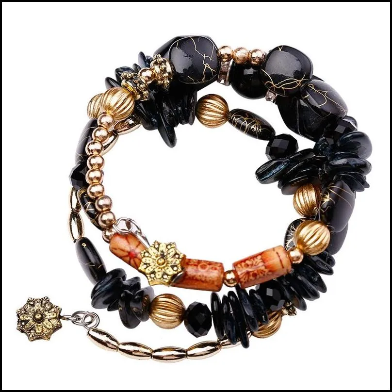 bohemian beads crystal charm bracelet tibet multilayer imitation natural stone wind bracelets ethnic