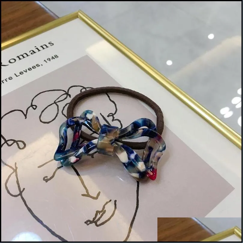 acetate fashion hair ties women elastic elegant colorful bow shape girls hairrubber hairband accessories