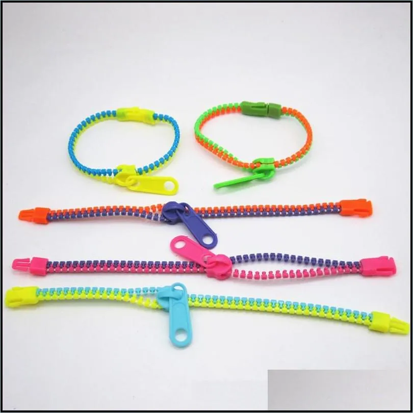dhs fidget bracelets toys party zipper bracelet 7 5 inches fidgets toy sensory neon color friendship for kids adults