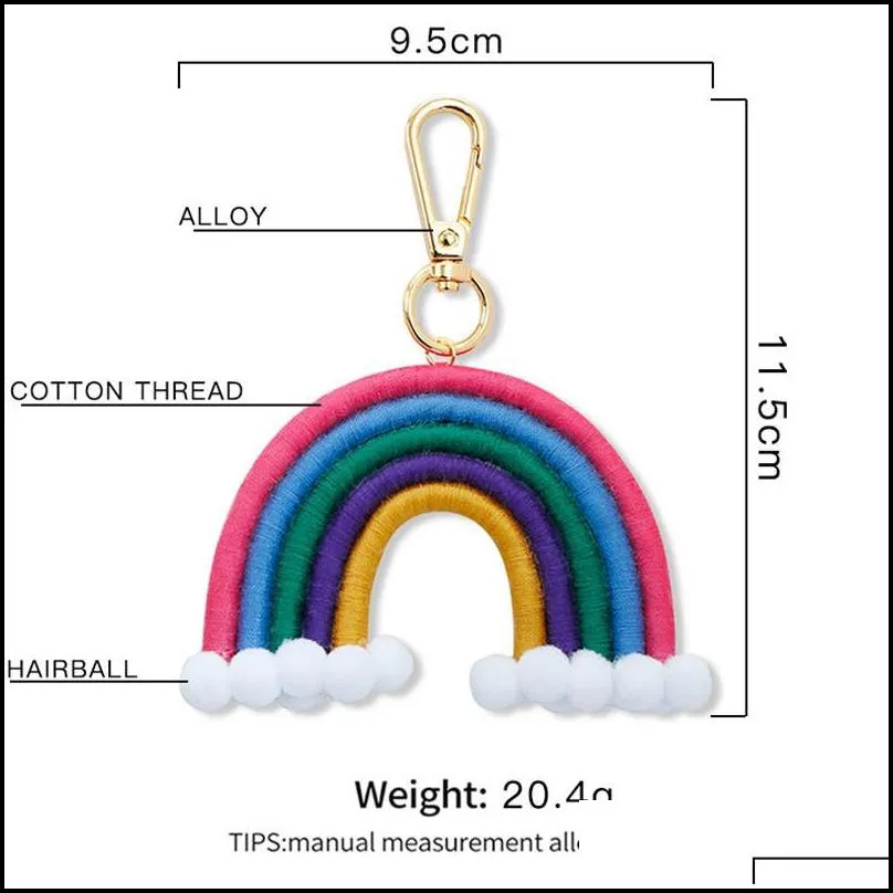 weaving rainbow keychains for women boho handmade key holder keyring macrame bag charm car hanging jewelry gifts 11 styles