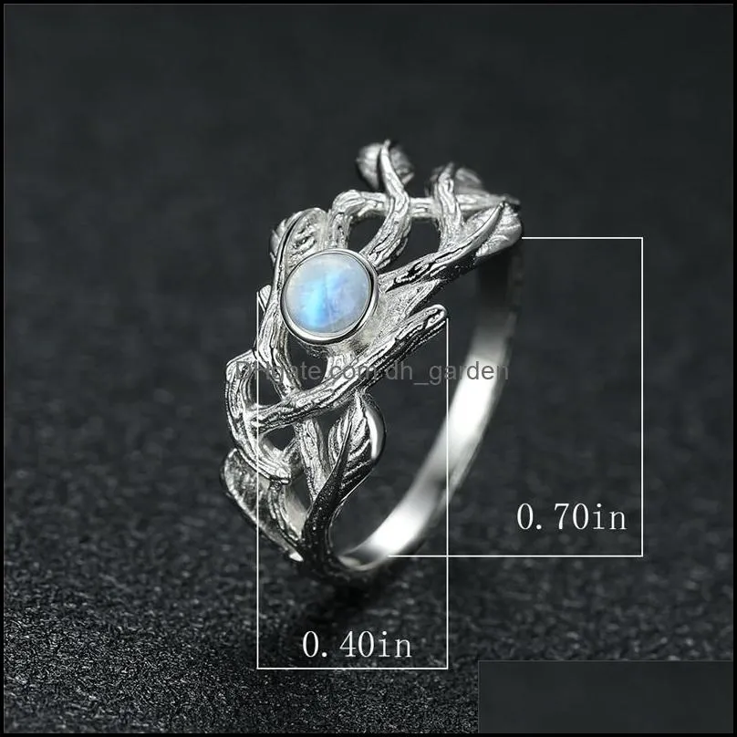 wedding rings antique branches hollow engagement ring classic small round moonstone vintage silver color for women jewelrywedding