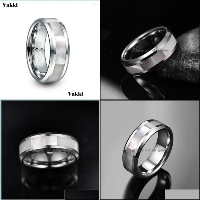 wedding rings 8mm wide steel color tungsten carbide ring mens inlay white fritillary men party jewelrywedding brit22