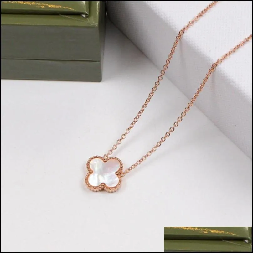 womens luxury designer necklace fashion flowers fourleaf clover cleef pendant necklace 14k gold necklaces jewelry