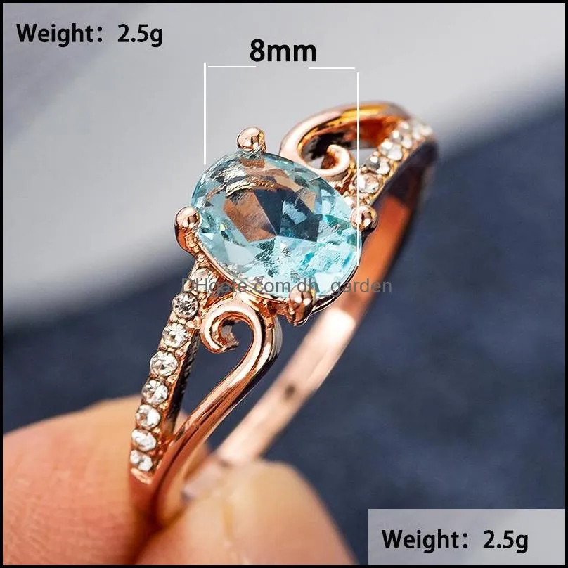 wedding rings fashion crystal rose gold classical cubic for women female elegant oval zircon engagement ring simple gift jewelrywedding
