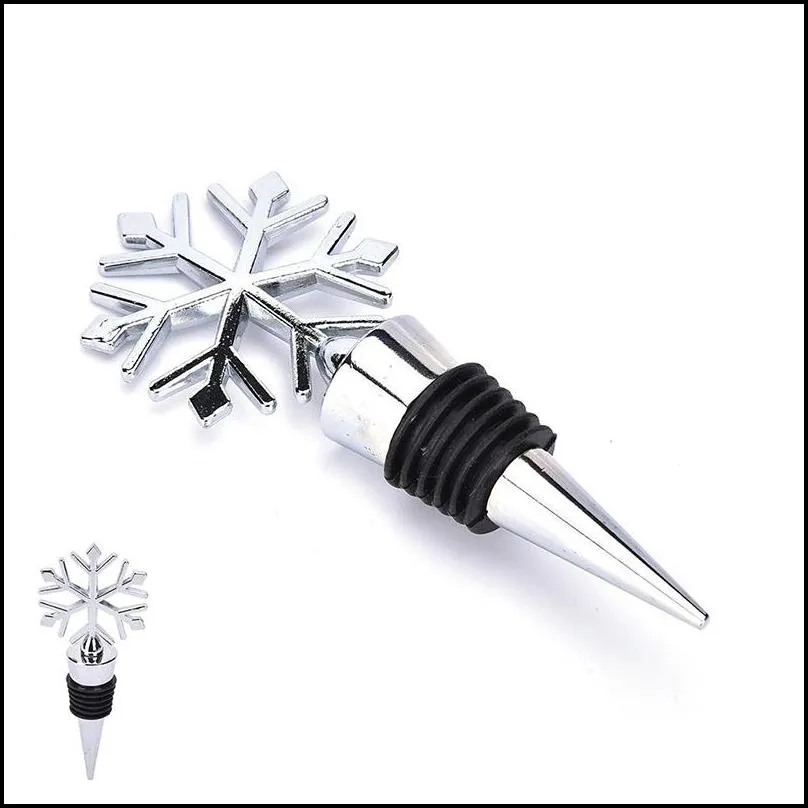 new snowflake wine bottle stopper zinc alloy wine cork wedding favors bar tools dhs shipping