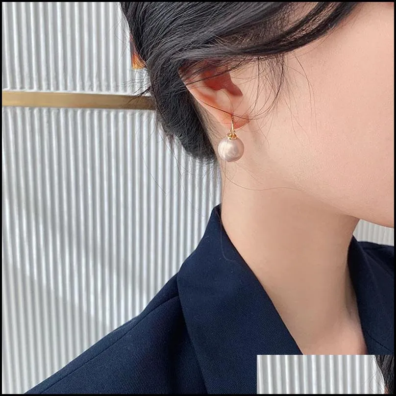fashion minimalist irregular hoop pearl dangle earrings vintage freshwater pearls earrings for women fine jewelry