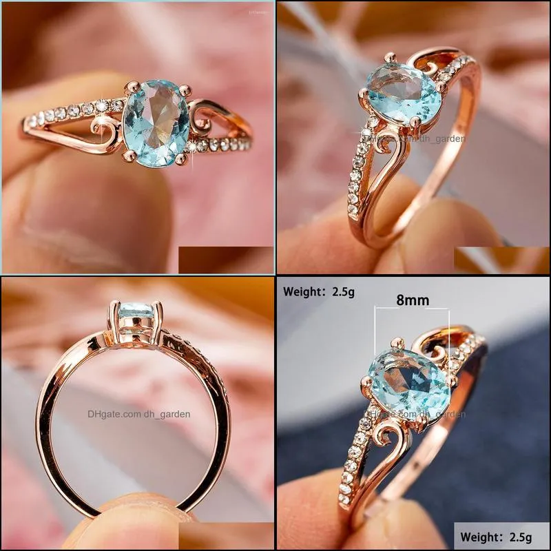 wedding rings fashion crystal rose gold classical cubic for women female elegant oval zircon engagement ring simple gift jewelrywedding