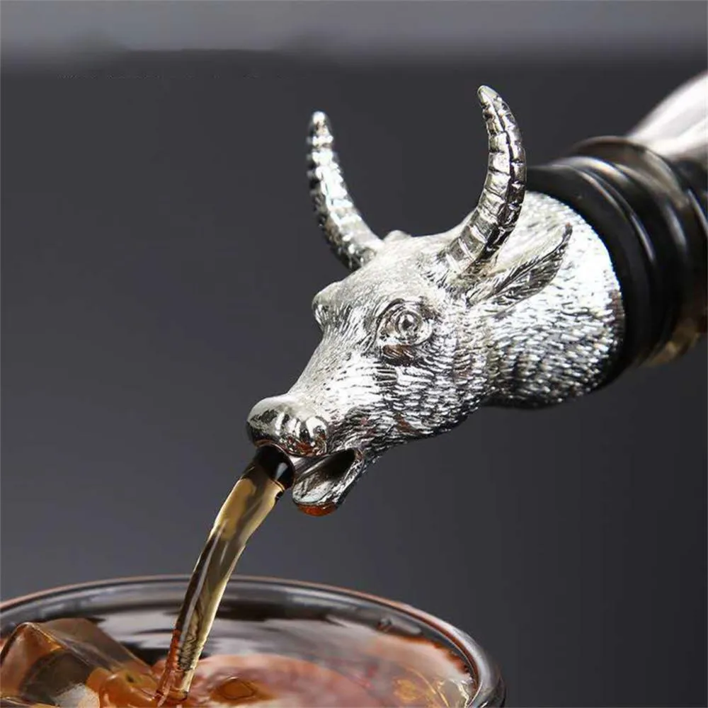 deer elk  bull head wine pourer bottle stoppers bar tools wedding party drinks wine aerators kitchen tool accessories