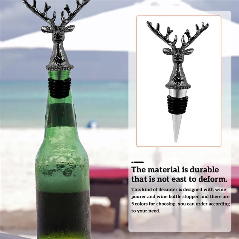 stainless steel deer stag head wine pourer unique wine bottle stoppers wine aerators bar tools