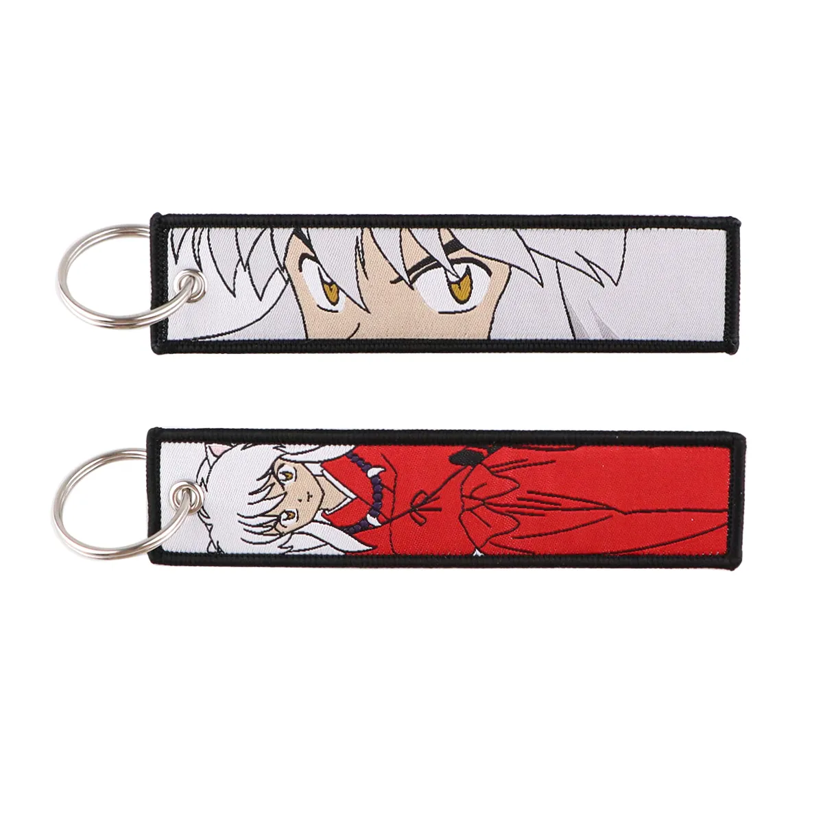 japanese anime inuyasha cool key tag embroidery key fobs for motorcycles cars bag backpack keychain fashion key ring gifts