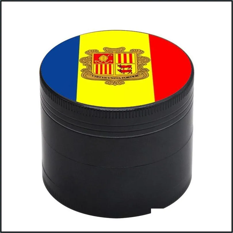 flag herb smoke grinder 50mm diameter tobacco crusher 4 layer zinc alloy mental grinders printed with national flags patterns