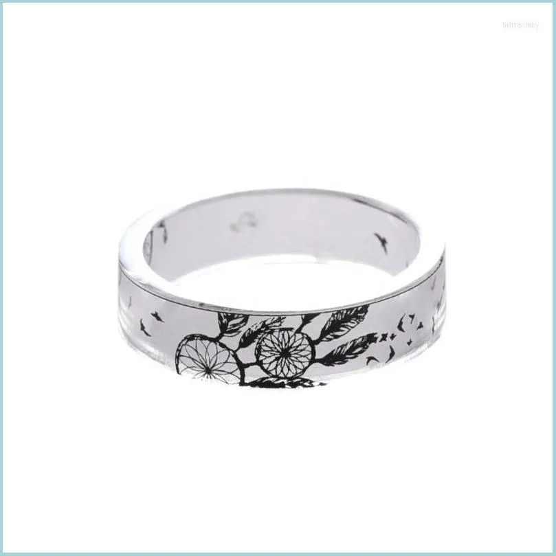wedding rings handmade inspire resin ring with dandelion and bird inside transparent white black for women chrismtas giftwedding