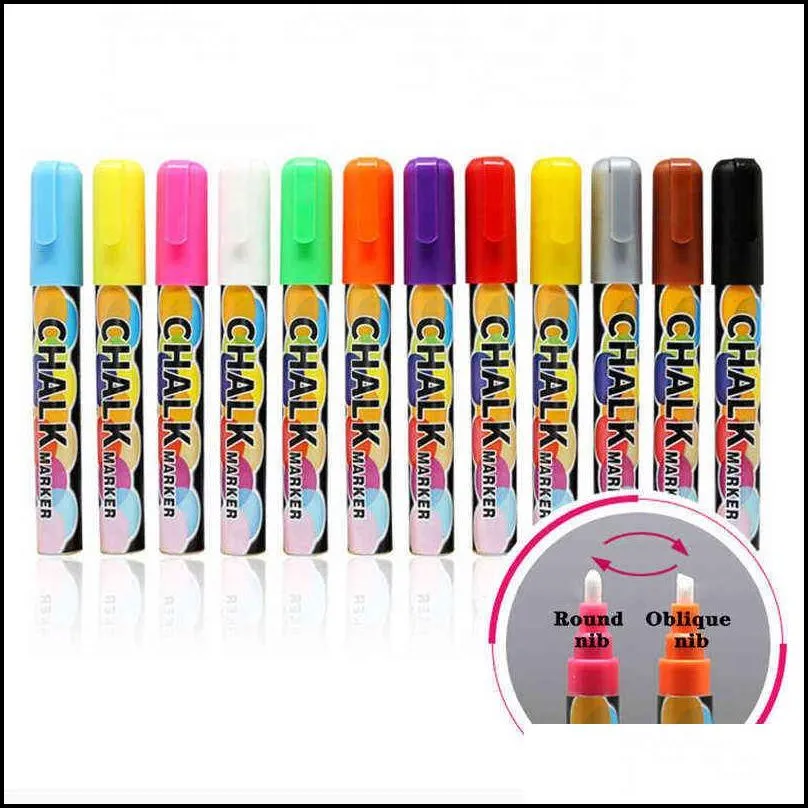 8 pcs liquid chalk marker pens set erasable color highlighter led writing board blackboard glass window pen painting art markers