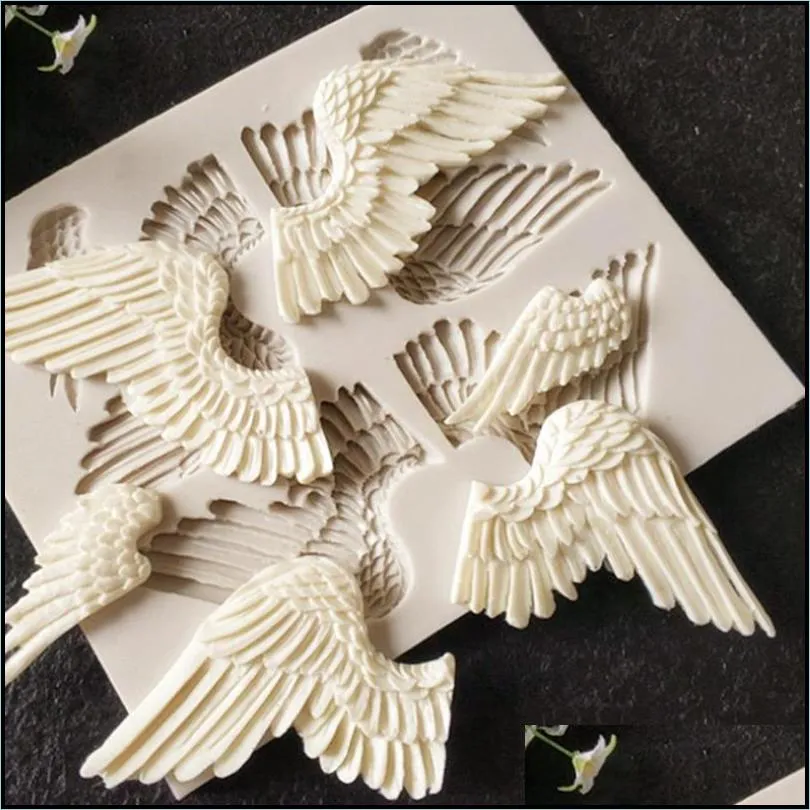 angel wings resin mold silicone kitchen baking tools diy chocolate pastry fondant moulds dessert cake lace decoration supplies 220601