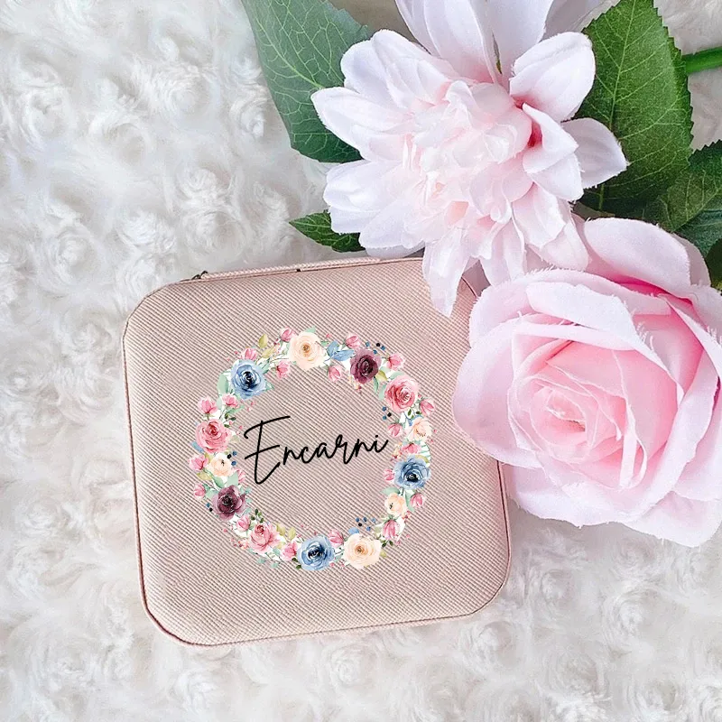 personalized jewelry box wreath with name jewellery boxes ring box girls travel jewellery case bridesmaid proposal gifts for her