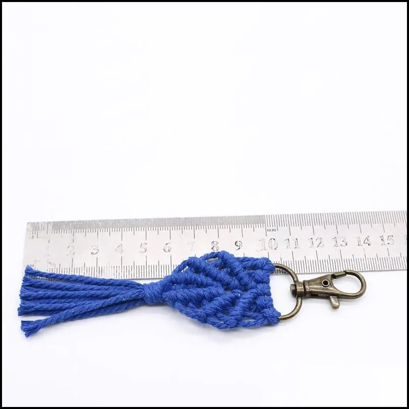 tassel macrame keychains boho handmade key holder bag car hanging jewelry gifts cotton rope woven keychain