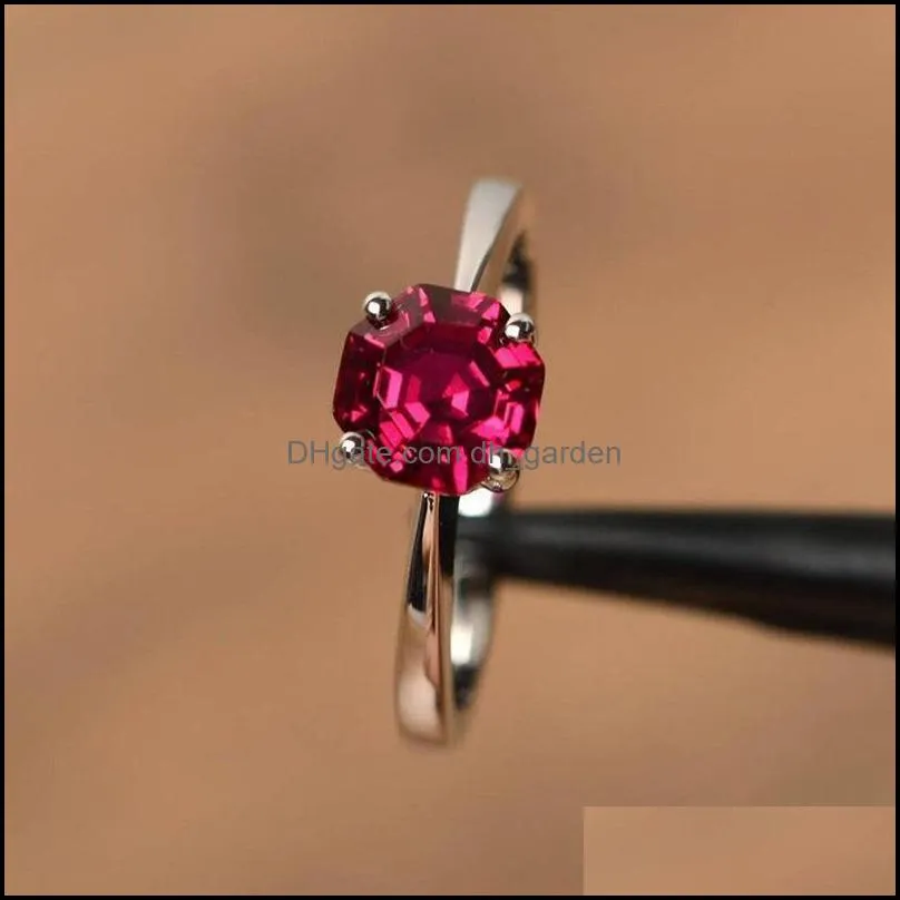 wedding rings luxury siver plated red kaleidoscope cut stone ring for women girls engagement jewelry lovers valentines giftwedding