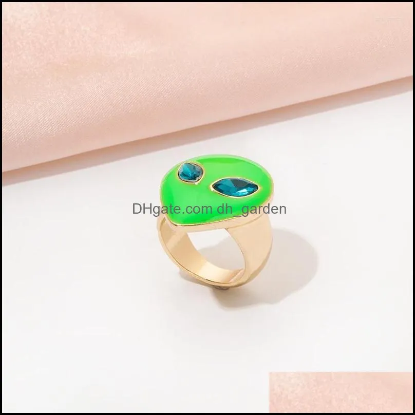 cluster rings simple vintage alien ring creative colorful rhinestone for women girls fashion jewelry gift