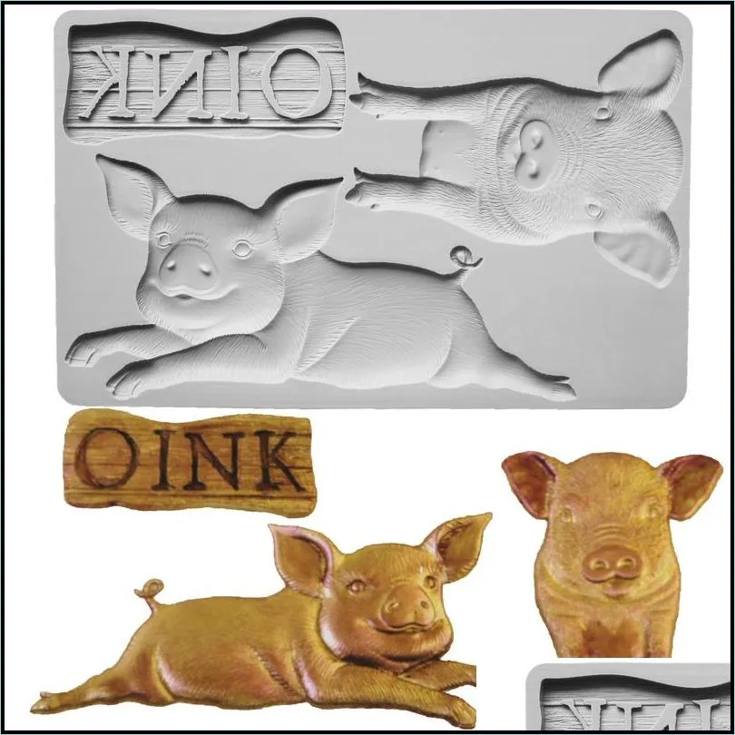 farm animals pig horse rabbits rooster chick silicone mold fondant cakes decorating mould sugarcraft chocolate baking tools 220601
