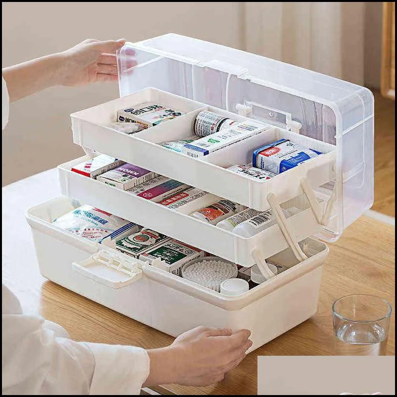 3 layers plastic storage box medicine organizer multifunctional portable cabinet family c6c080x39 211102