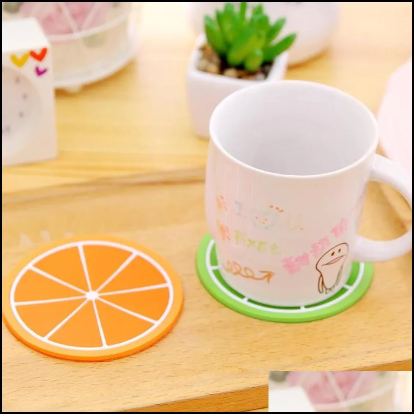 fruit silicone coaster jelly color creative nonslip insulation pad coaster table decoration coffee mat