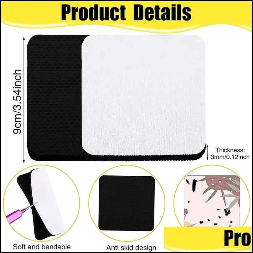 35 pieces square sublimation coaster blank cup mat rubber coasters for diy home kitchen decor 220627
