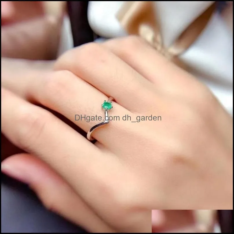 cluster rings style womens ring 925 silver inlaid high quality natural emerald simple atmosphere