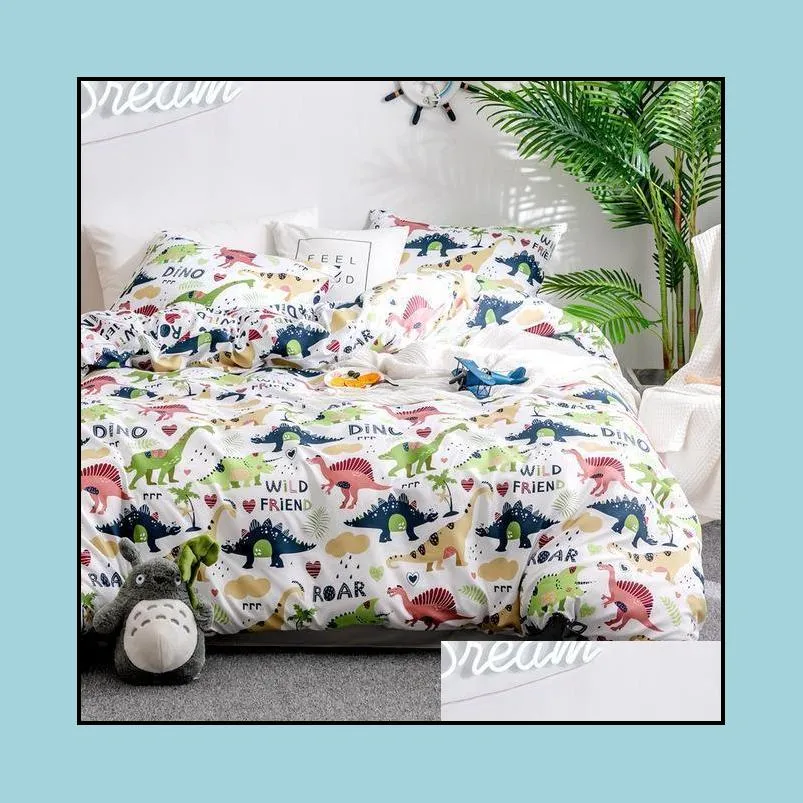 home textile cartoon dinosaur bedding sets childrens beddingset bed linen duvet cover pillowcase/bed sets s