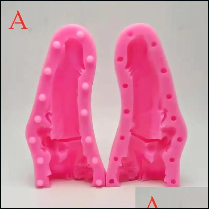 3d creative beauty holding penis silicone mold diy making soap candle kitchen baking sugar chocolate cake decoration tool 220601