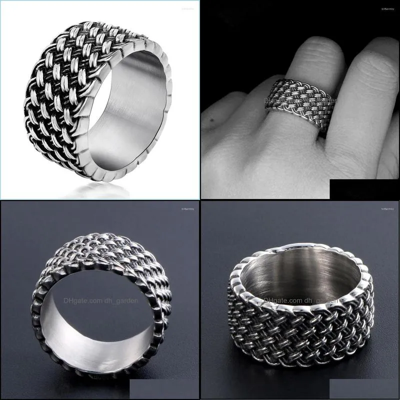 cluster rings sales retro cool weaved for men wedding bands jewelry fashion stainless steel mens man ring gifts anel