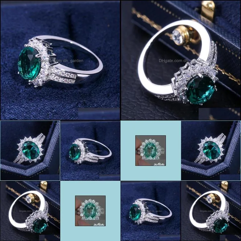 wedding rings huitan romantic plant series luxury flower shaped vintage euro style engagement ring with bright green stoedding brit22