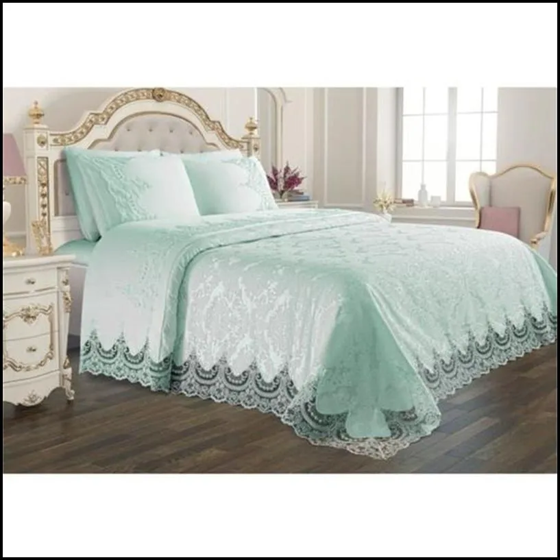 french laced guipure double 6pcs pique set bedspread pillowcases bed cover bedding set bedspreads for bed bedspread on the bed