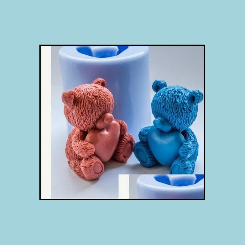 3d teddy shape animals silicone mold diy christmas cake candy chocolate mousse decoration crafts baking tool 220601