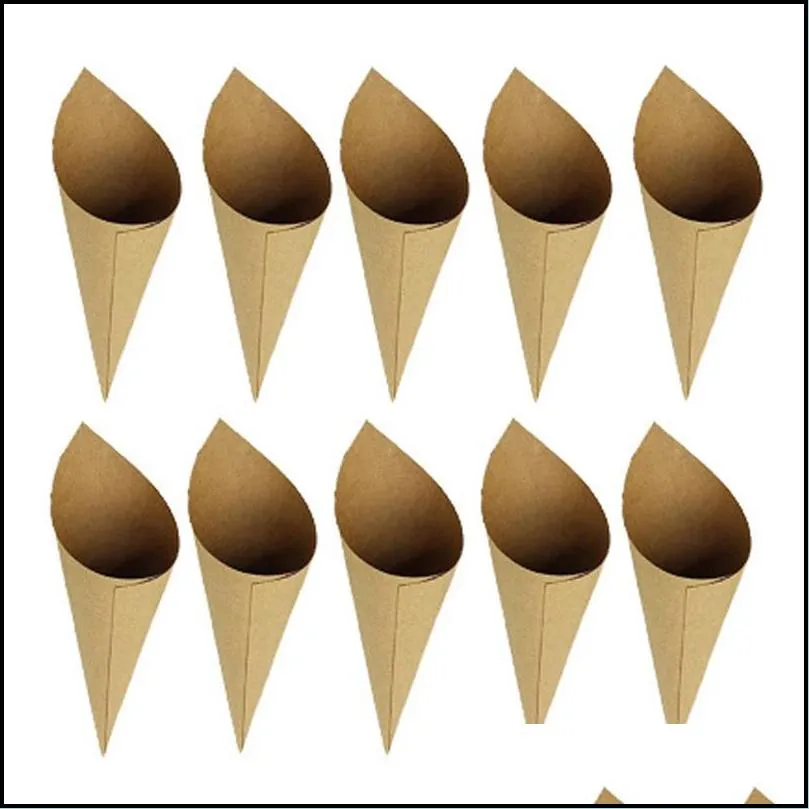 50pcs diy kraft paper cones wedding confetti petal for party 220427