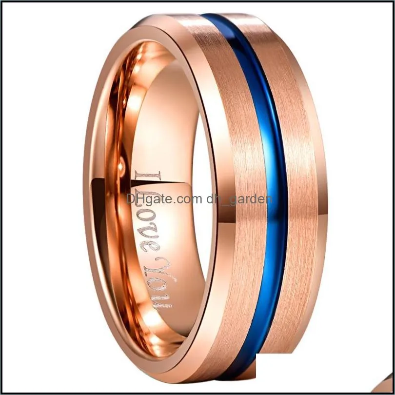 wedding rings engrave i love you promise tungsten ring for men women rose gold color classic couple ringswedding brit22