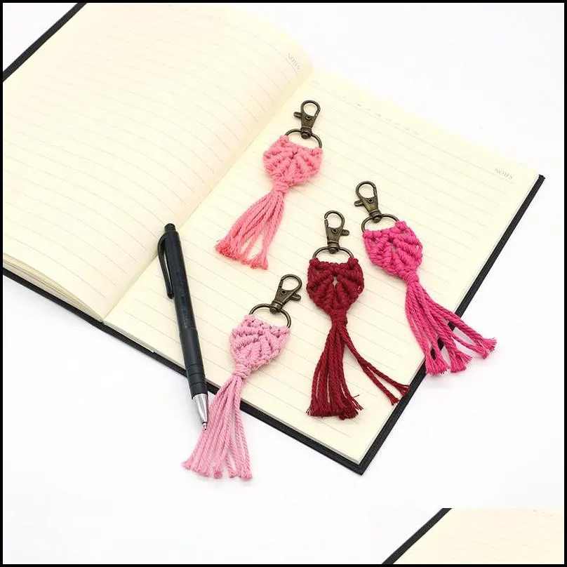 tassel macrame keychains boho handmade key holder bag car hanging jewelry gifts cotton rope woven keychain