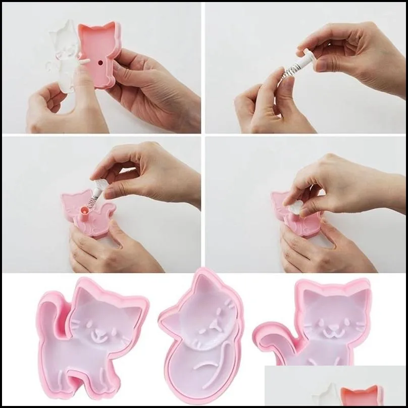 3pcs cute cat cookie cutter animal kitten biscuit molds cake pastry mold decoration kitchen diy baking supplies 220601