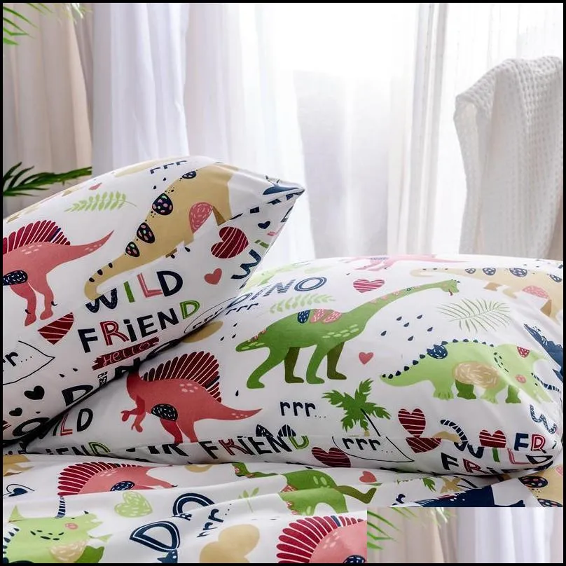 home textile cartoon dinosaur bedding sets childrens beddingset bed linen duvet cover pillowcase/bed sets s