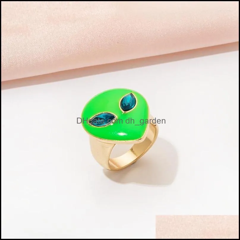 cluster rings simple vintage alien ring creative colorful rhinestone for women girls fashion jewelry gift