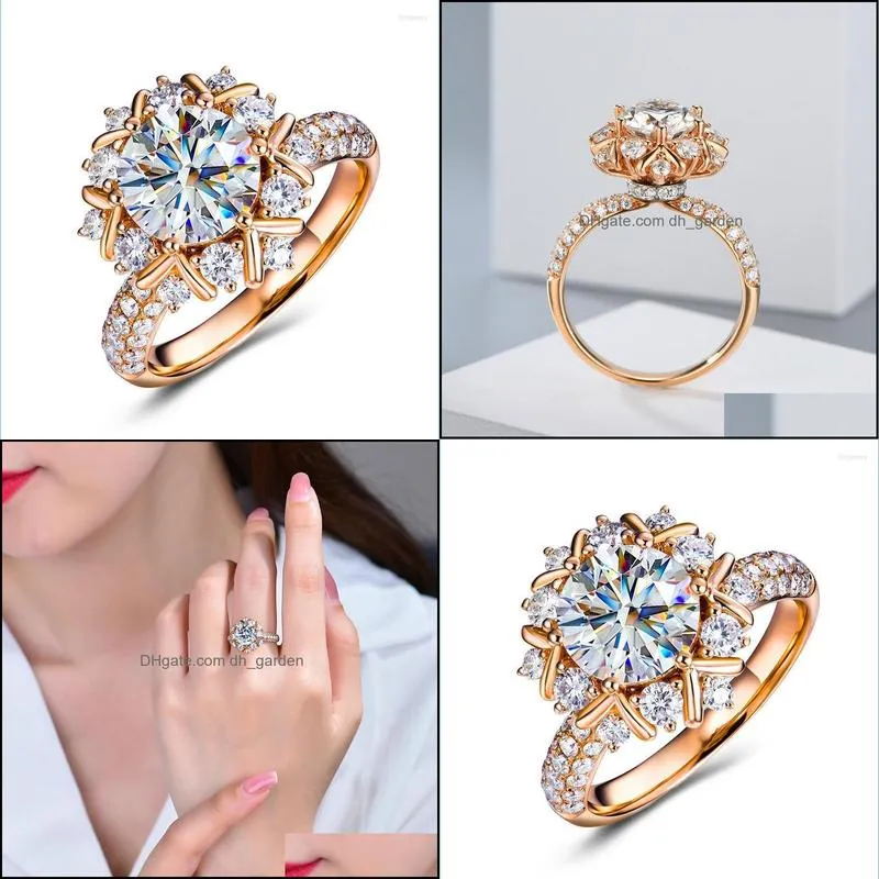 wedding rings luxury female crystal snowflake thin ring trendy rose gold color engagement charm white zircon for womenwedding brit22