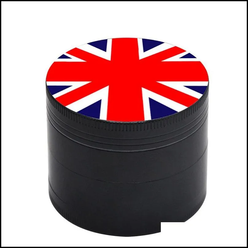 flag herb smoke grinder 50mm diameter tobacco crusher 4 layer zinc alloy mental grinders printed with national flags patterns