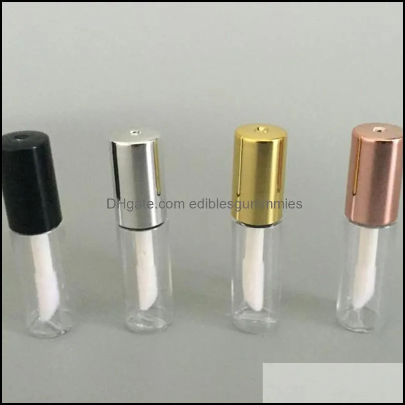 1 2ml empty transparent plastic lip gloss tubes lip tube lipstick mini sample cosmetic container with rose gold cap 4 colors