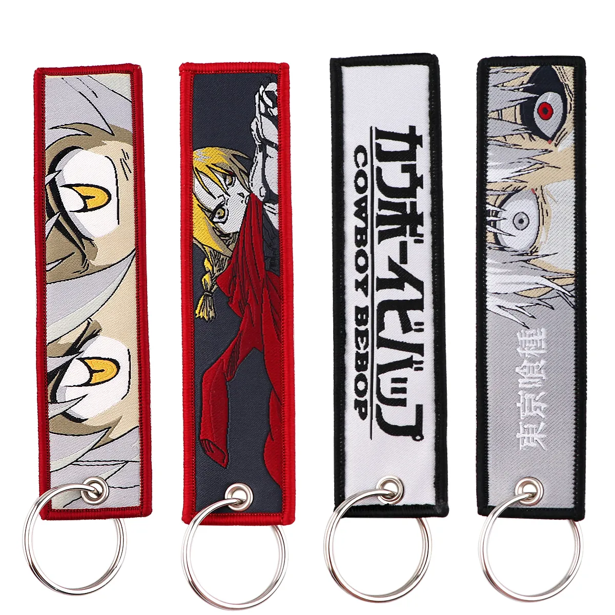 japanese anime series tokyo ghoul chain keychain embroidery key fobs for motorcycles cars bag backpack keychain fashion key ring