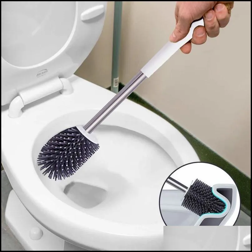 eyliden tpr toilet brush with a thoughtful designed tweezer and holder set silicone bristles for bathroom washroom cleaning 220511