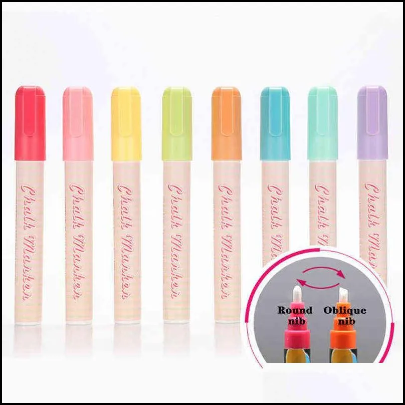 8 pcs liquid chalk marker pens set erasable color highlighter led writing board blackboard glass window pen painting art markers