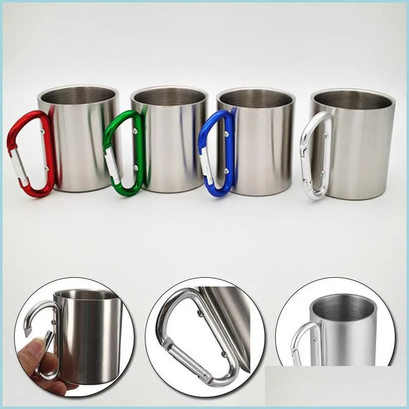 200ml stainless steel cup for camping traveling outdoor cup with handle carabiner climbing backpacking hiking portable cups